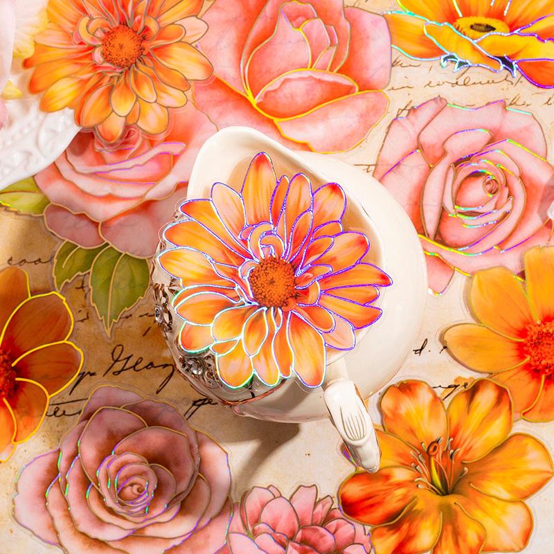 コラージュ 素材 シール 花 フラワー 薔薇 ローズ ジャンクジャーナル