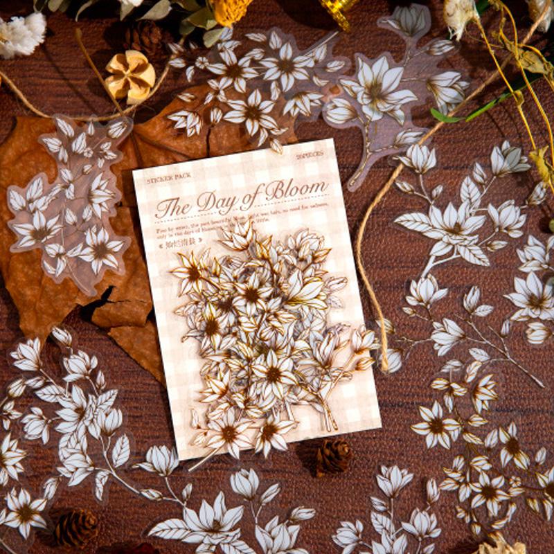 コラージュ 素材 シール 花 モノトーン フラワー ジャンク