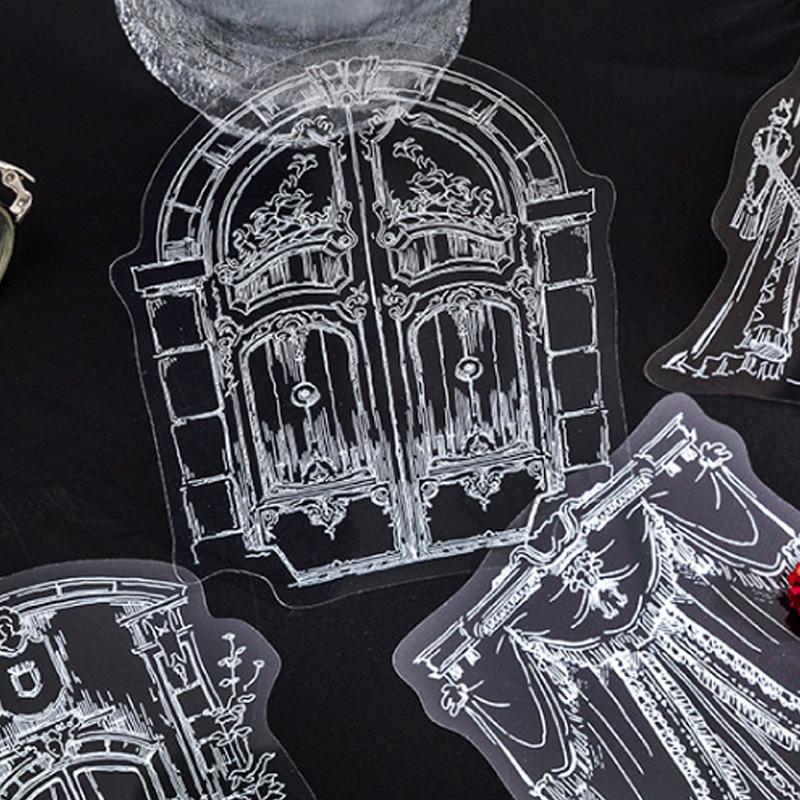 コラージュ 素材 シール カーテン 窓 窓枠 ジャンクジャーナル