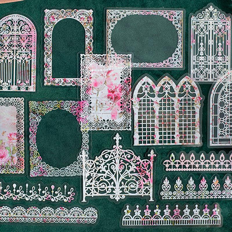 コラージュ 素材 シール レース フレーム ジャンクジャーナル