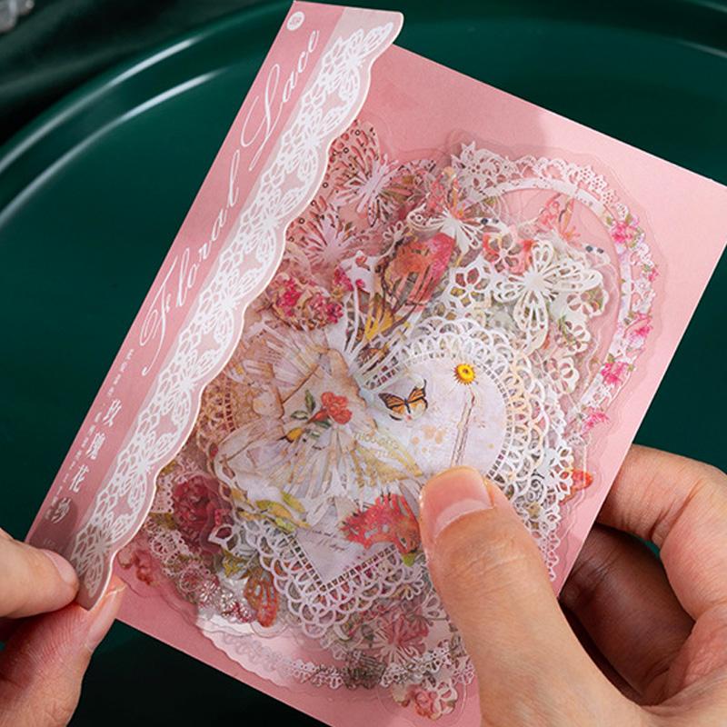 コラージュ 素材 シール レース フレーム ジャンクジャーナル