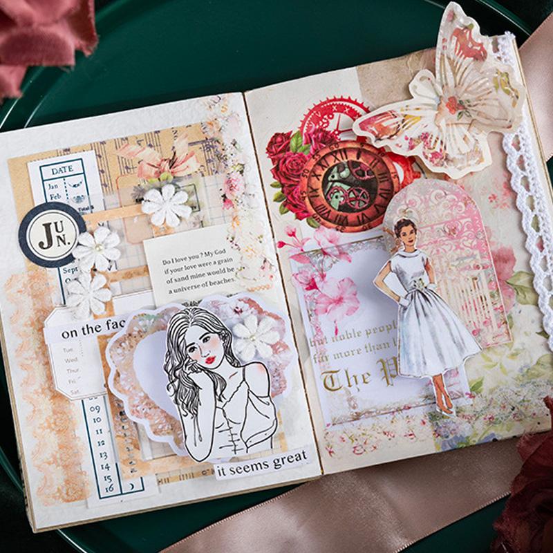 コラージュ 素材 シール レース フレーム ジャンクジャーナル