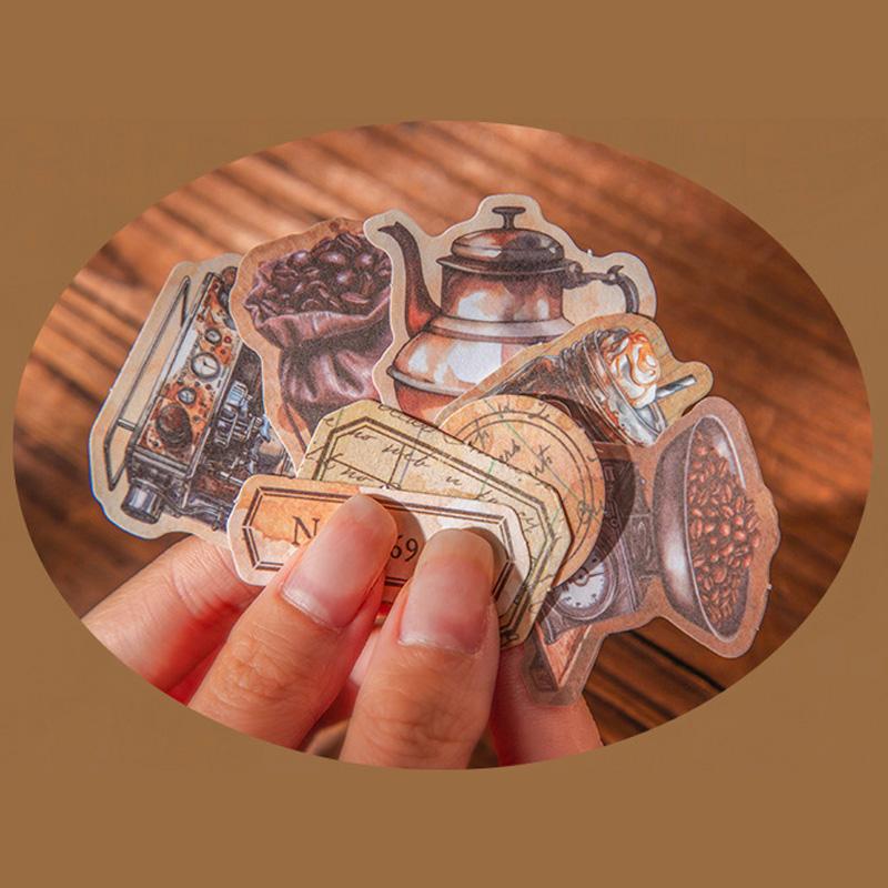 コラージュ 素材 シール 珈琲 コーヒー 染め タグ ジャンクジャーナル