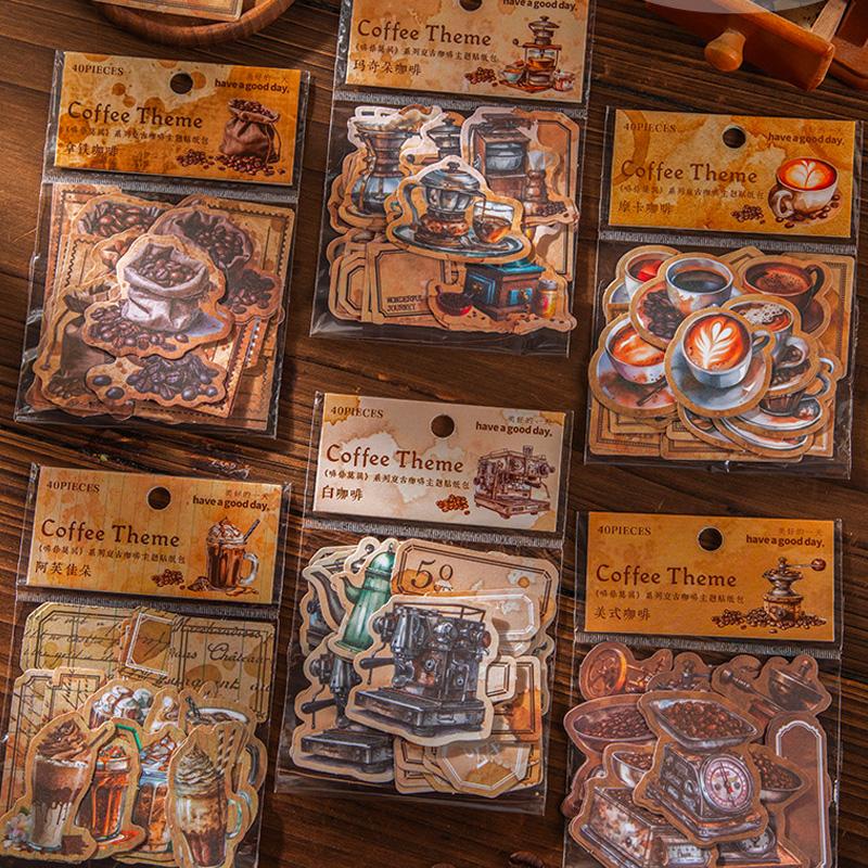 コラージュ 素材 シール 珈琲 コーヒー 染め タグ ジャンクジャーナル
