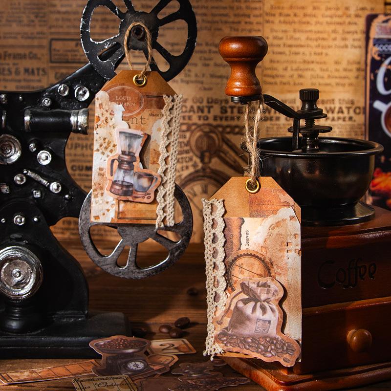 コラージュ 素材 シール 珈琲 コーヒー 染め タグ ジャンクジャーナル