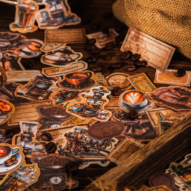 コラージュ 素材 シール 珈琲 コーヒー 染め タグ ジャンクジャーナル