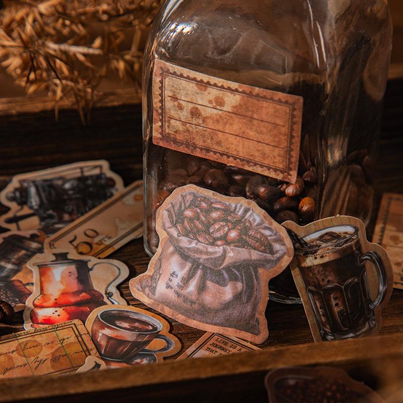 コラージュ 素材 シール 珈琲 コーヒー 染め タグ ジャンクジャーナル