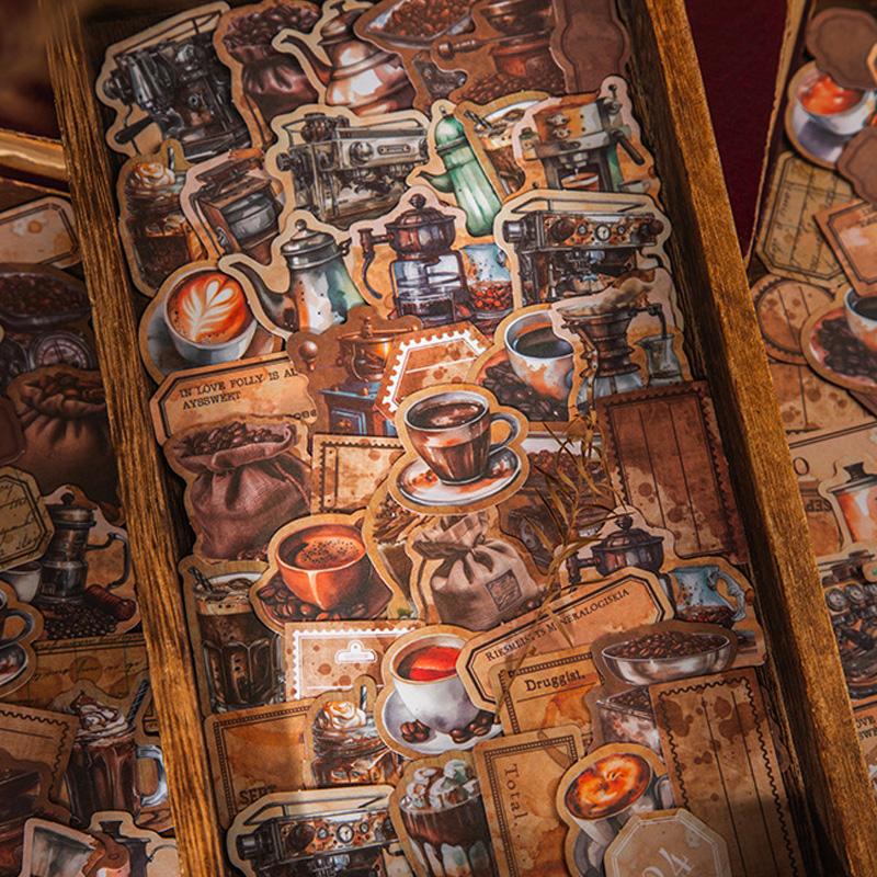 コラージュ 素材 シール 珈琲 コーヒー 染め タグ ジャンクジャーナル