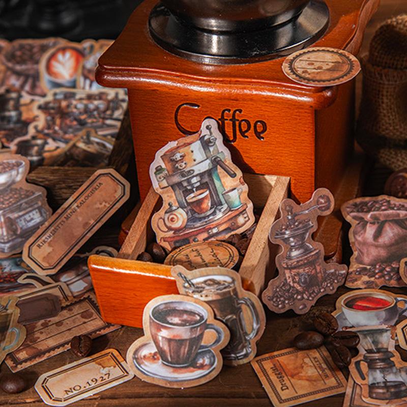 コラージュ 素材 シール 珈琲 コーヒー 染め タグ ジャンクジャーナル