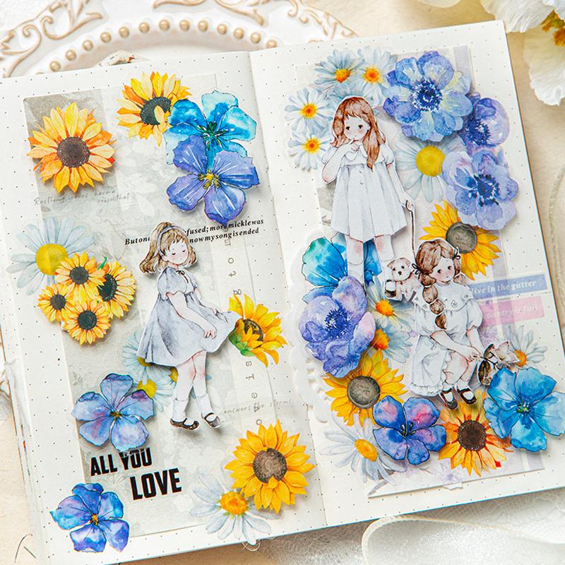 コラージュ 素材 シール 花 フラワー 紫陽花 アジサイ ジャンク