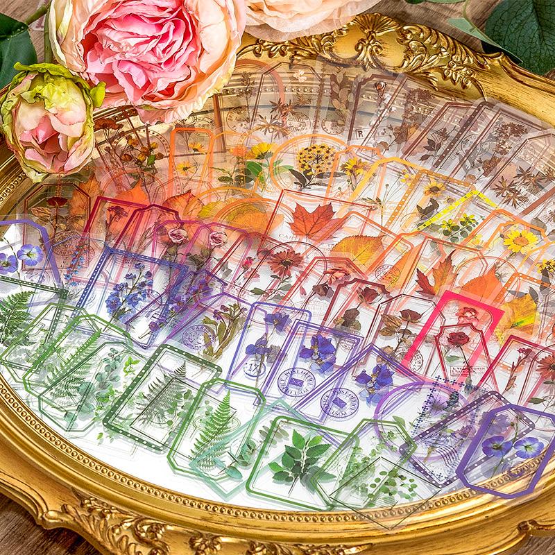 コラージュ 素材 シール 花 葉っぱ 植物 タグ フレーム スタンプ