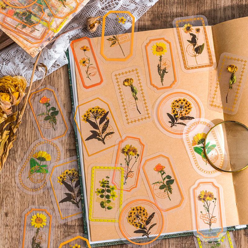 コラージュ 素材 シール 花 葉っぱ 植物 タグ フレーム スタンプ