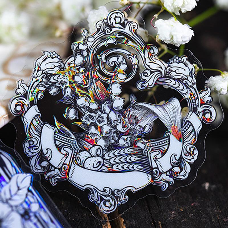 コラージュ 素材 シール モノトーン シルエット 花 フラワー ジャンク