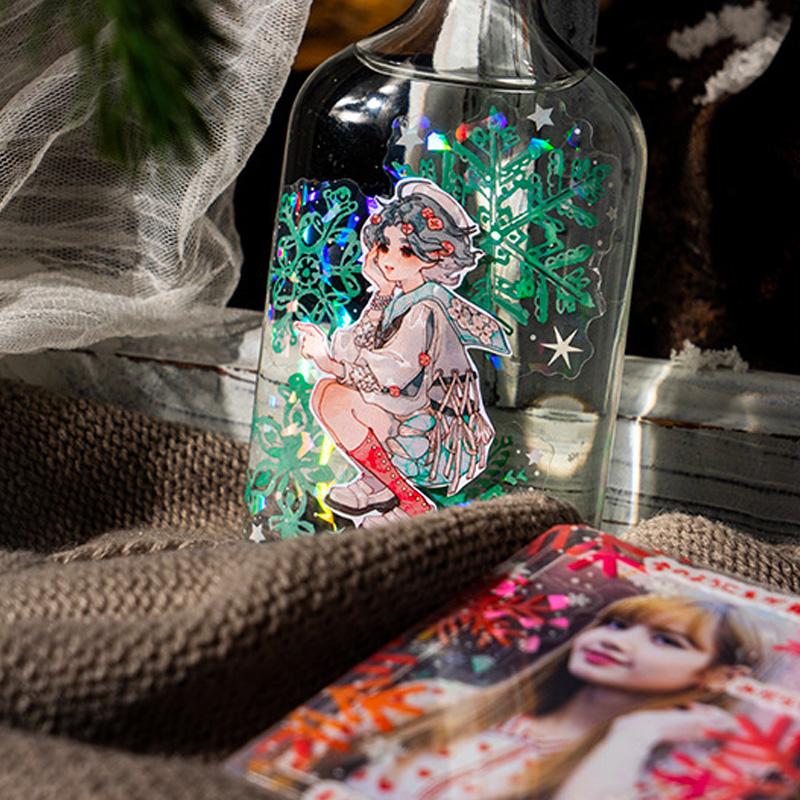 コラージュ 素材 シール 雪 スノーフレーク 雪の結晶 冬 ジャンク