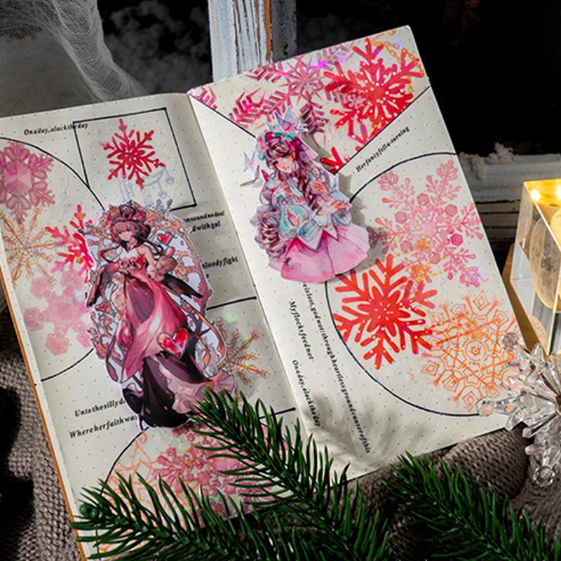 コラージュ 素材 シール 雪 スノーフレーク 雪の結晶 冬 ジャンク