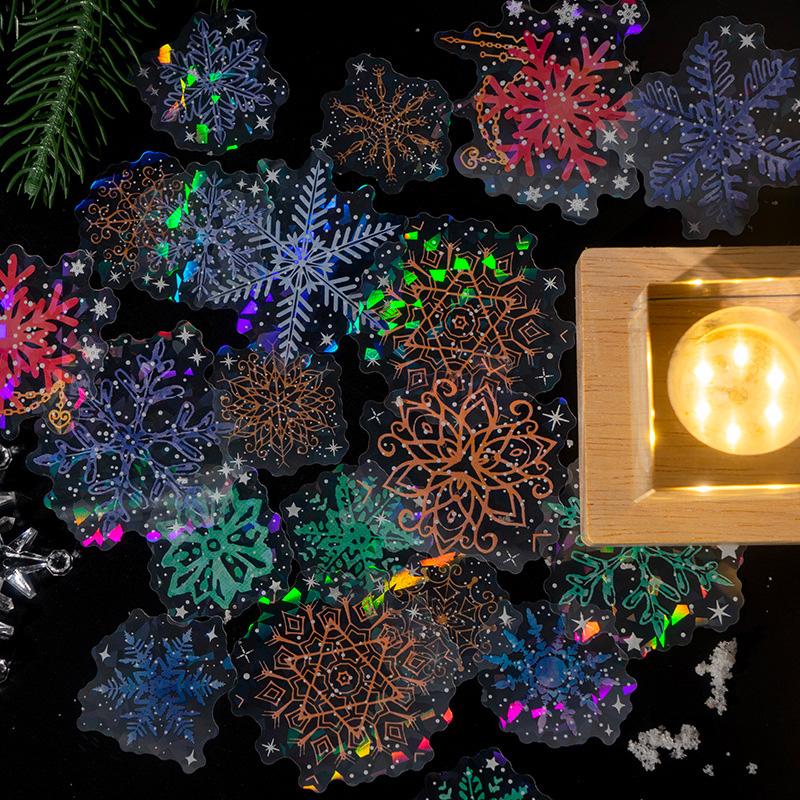 コラージュ 素材 シール 雪 スノーフレーク 雪の結晶 冬 ジャンク