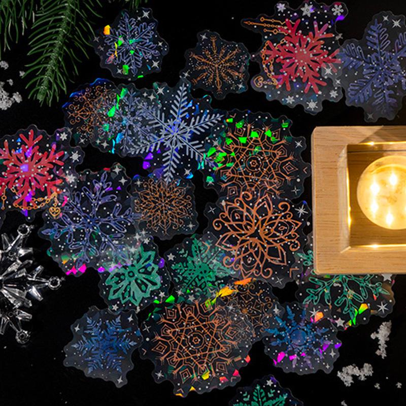 コラージュ 素材 シール 雪 スノーフレーク 雪の結晶 冬 ジャンク