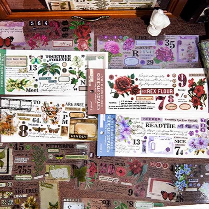 ヴィンテージラベル　1束　MALLORY'S　ジャンクジャーナル Amazon.co.jp: シール ステッカー フレークシール ラベル 60枚