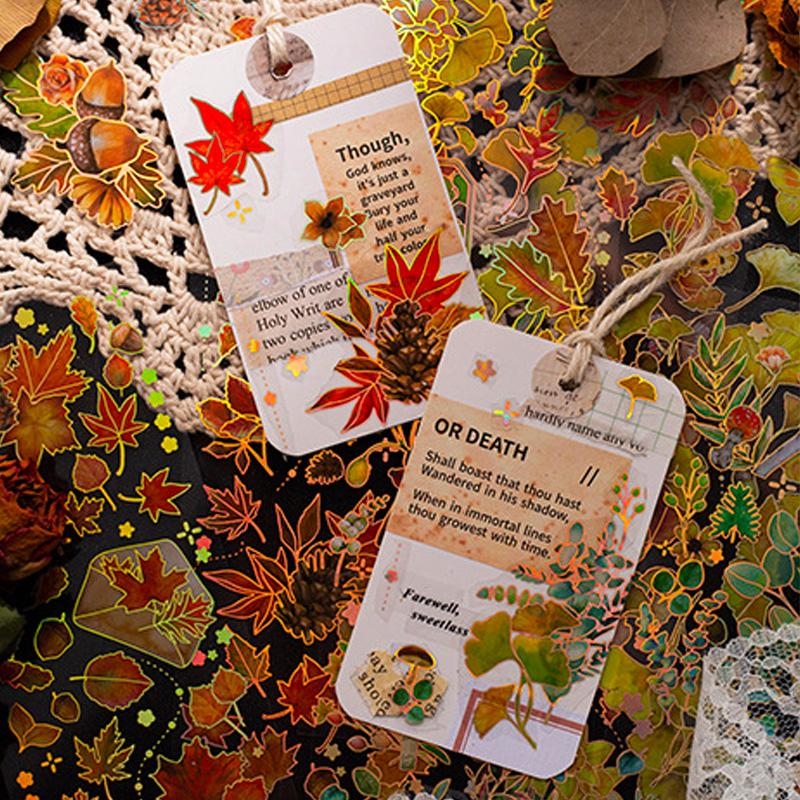 コラージュ 素材 シール 紅葉 モミジ 銀杏 落葉 どんぐり ジャンク