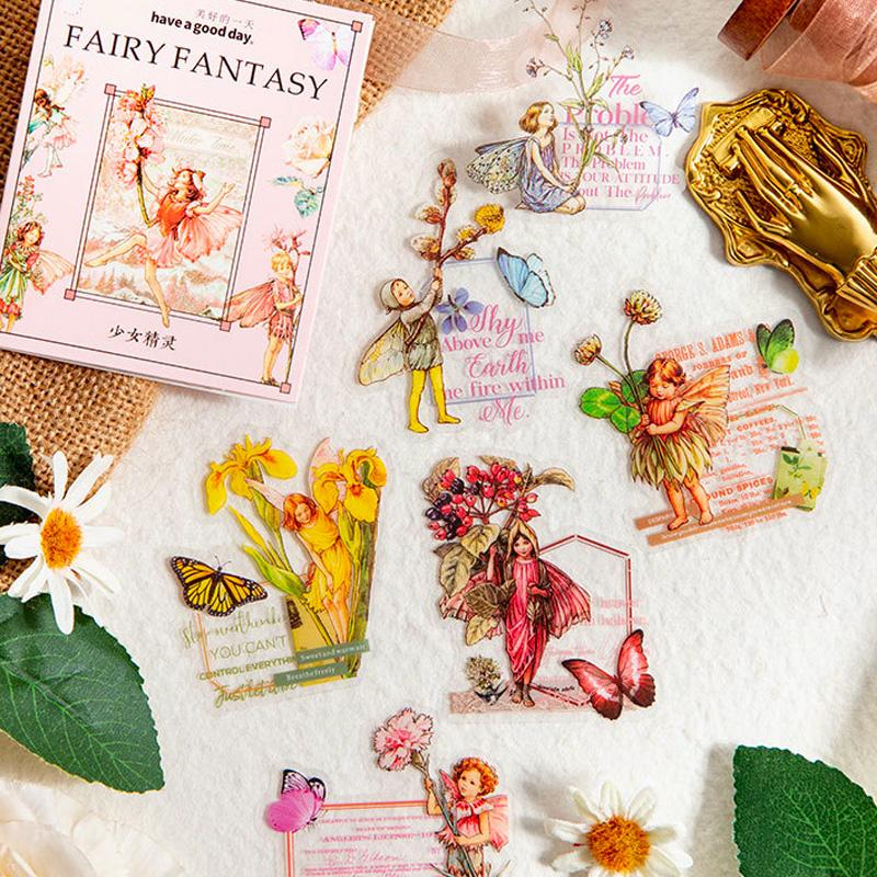 コラージュ 素材 シール 妖精 フェアリー 花 蝶々 バタフライ 蝶