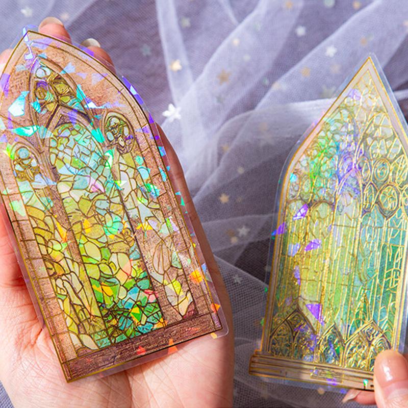 コラージュ 素材 シール ステンドグラス ガラス ジャンク