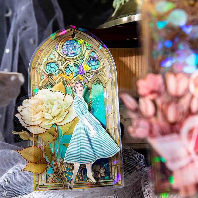 コラージュ 素材 シール ステンドグラス ガラス ジャンク