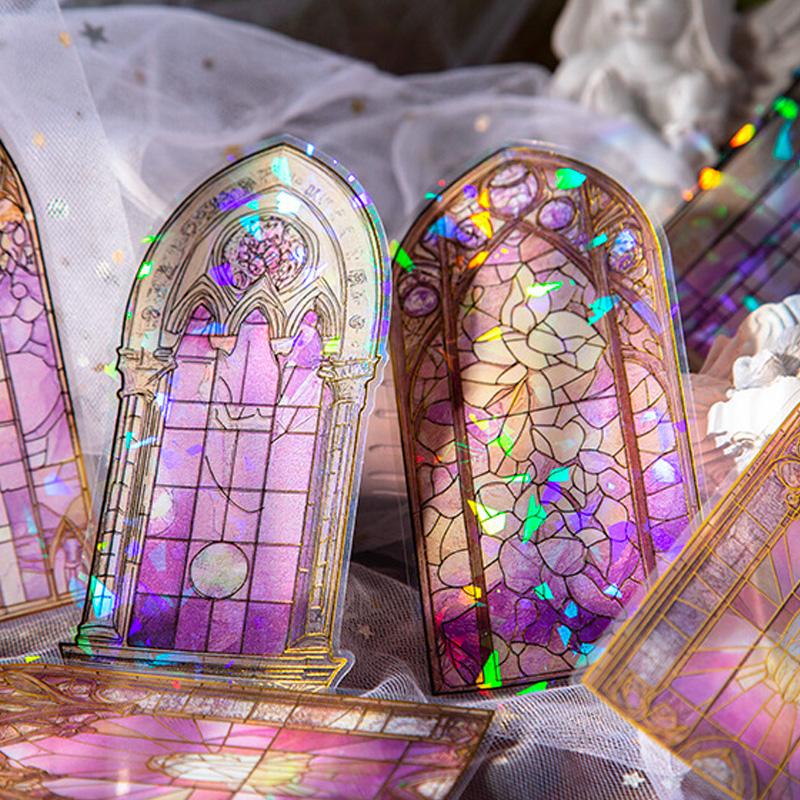 コラージュ 素材 シール ステンドグラス ガラス ジャンクジャーナル