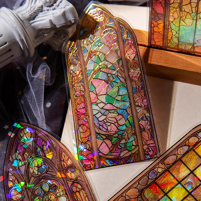 コラージュ 素材 シール ステンドグラス ガラス ジャンクジャーナル