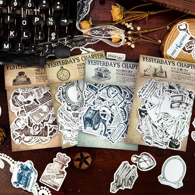 コラージュ 素材 シール モノクロ イラスト ジャンクジャーナル