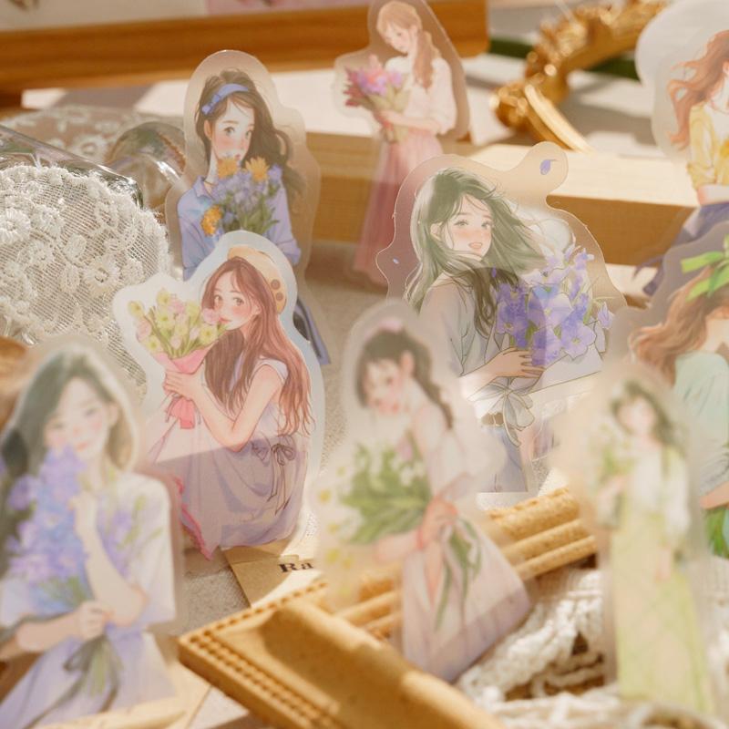 コラージュ 素材 シール 人物 女性 女の子 ジャンクジャーナル