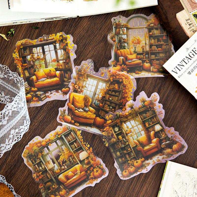 コラージュ 素材 シール 植物 ソファ ベンチ 書斎 ジャンクジャーナル