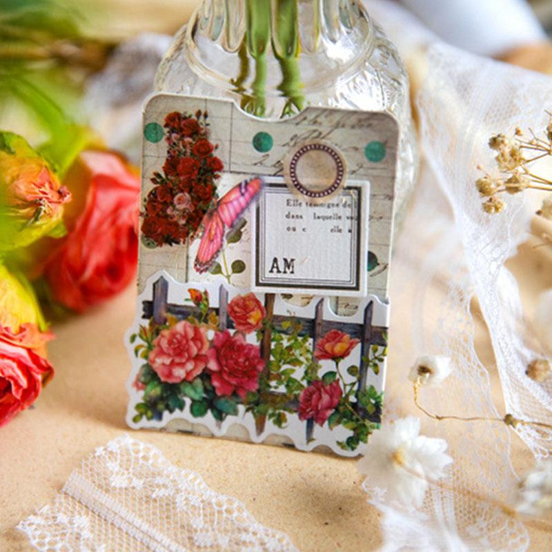 コラージュ 素材 シール 薔薇 ローズ ガーデン 庭 ジャンクジャーナル