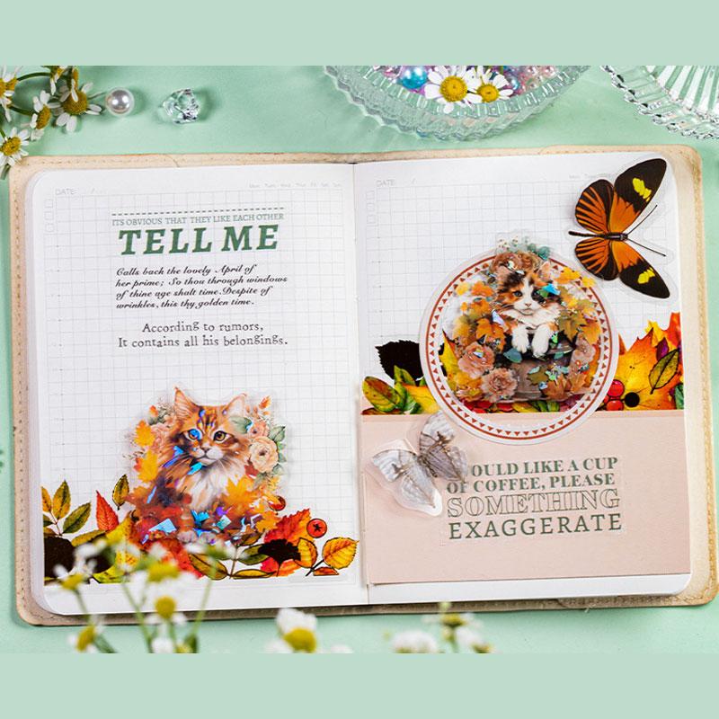 猫のジャンクジャーナル　コラージュ　おすそ分け　紙もの　ラベル　素材　絵本 コラージュ 素材 デザイン ペーパー 猫 ネコ ジャンクジャーナル