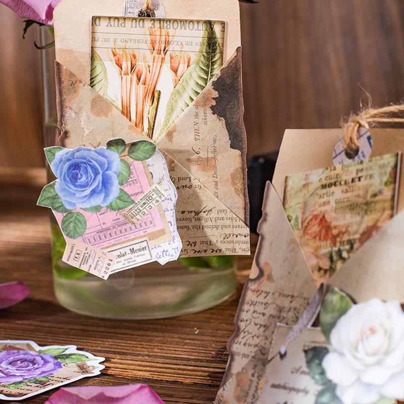 コラージュ 素材 シール 薔薇 ローズ 手紙 ラブレター ジャンク