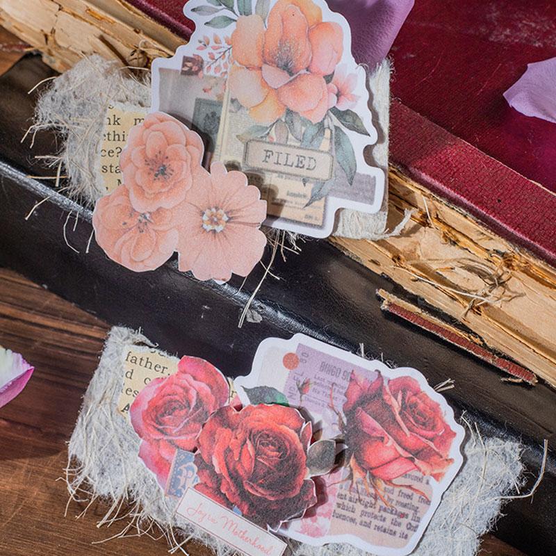 コラージュ 素材 シール 薔薇 ローズ 手紙 ラブレター ジャンク