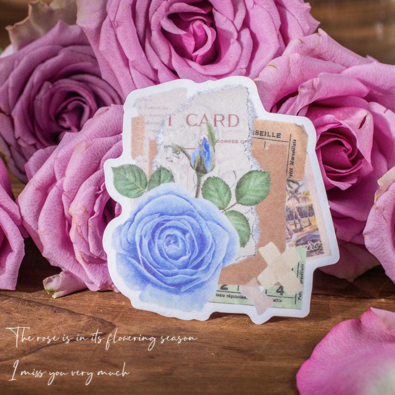 コラージュ 素材 シール 薔薇 ローズ 手紙 ラブレター ジャンク