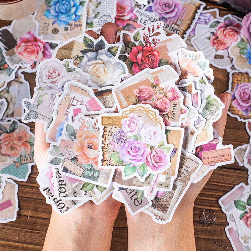 コラージュ 素材 シール 薔薇 ローズ 手紙 ラブレター ジャンク