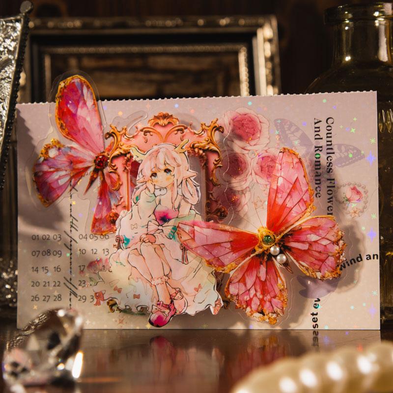 コラージュ 素材 シール 蝶々 バタフライ 蝶 額縁 フレーム ジャンク