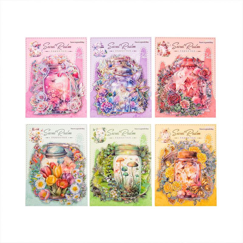 コラージュ 素材 シール 花 ビン ガラス 瓶 ボトル キノコ ジャンク