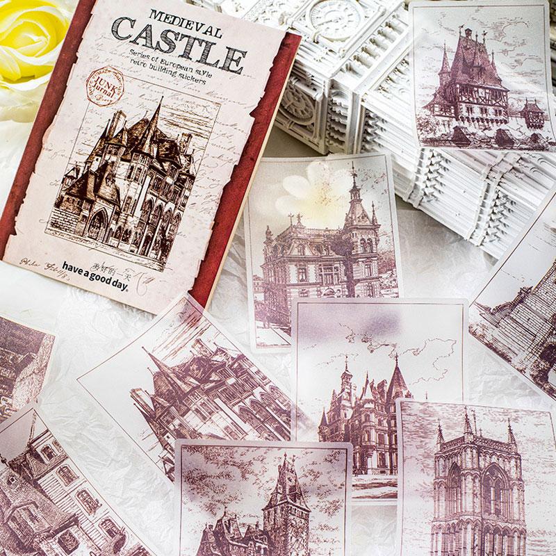 コラージュ 素材 シール 城 建物 古城 ジャンクジャーナル
