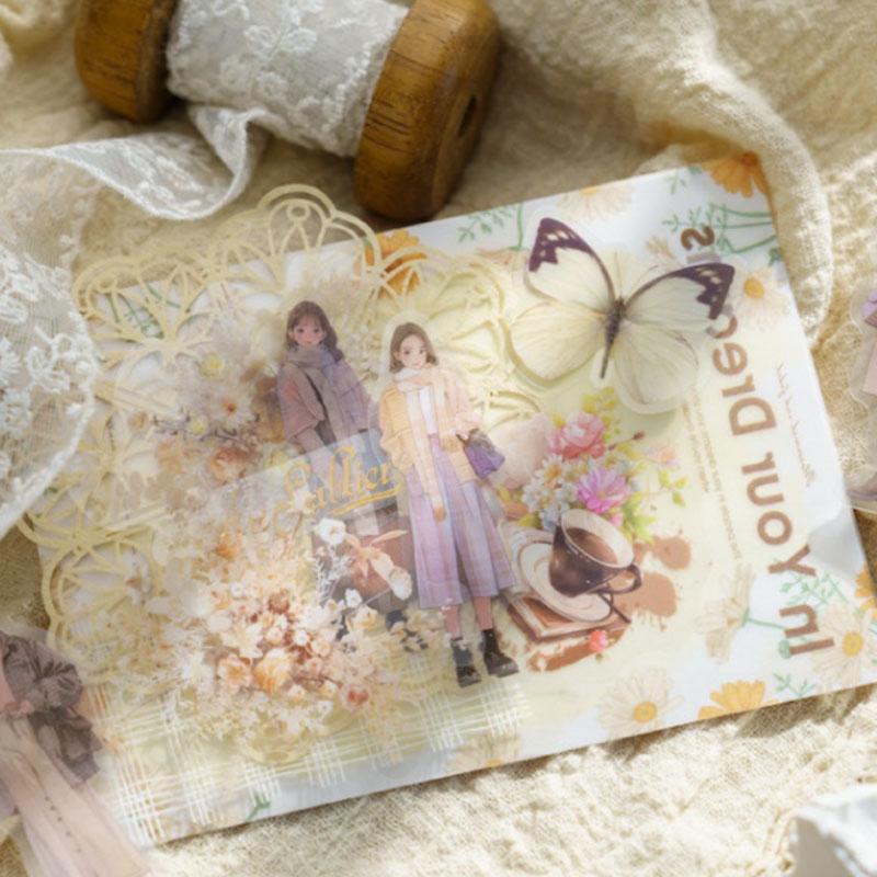 ジャンクジャーナル　junk journal お花と女の子 ジャンクジャーナル junk journal お花と女の子 ジャンクジャーナル風