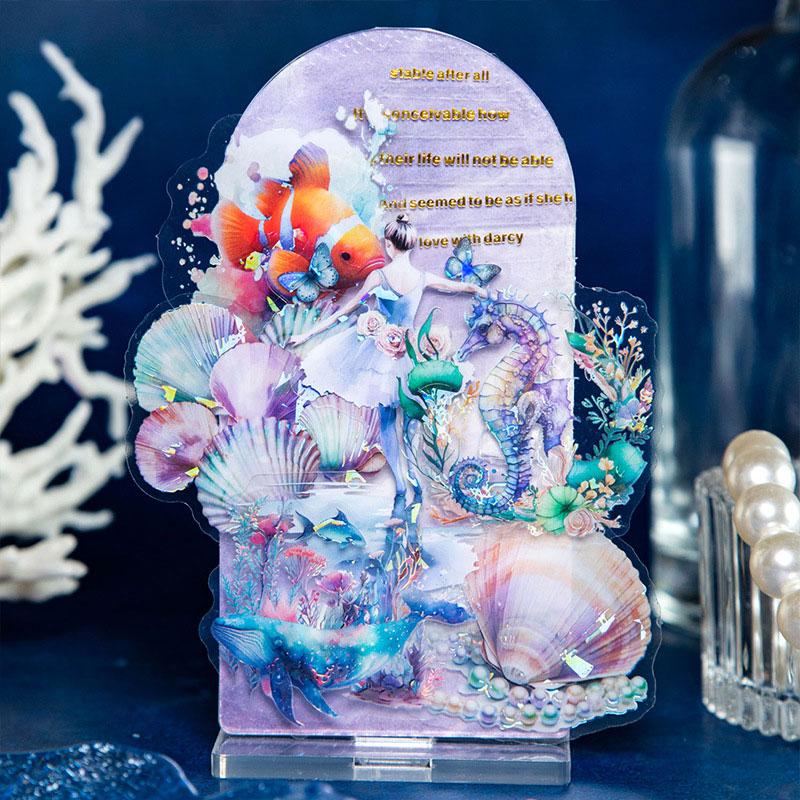 コラージュ 素材 シール 動物 海の生物 クラゲ クジラ シャチ ジャンク