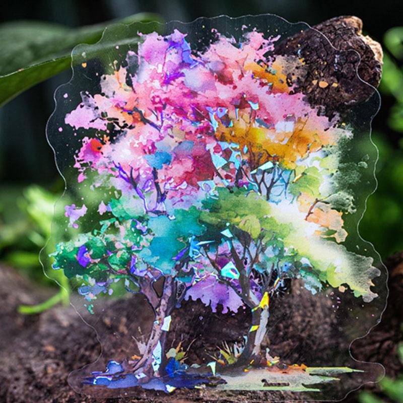 コラージュ 素材 シール 木 植物 紅葉 森 林 木立 ジャンク