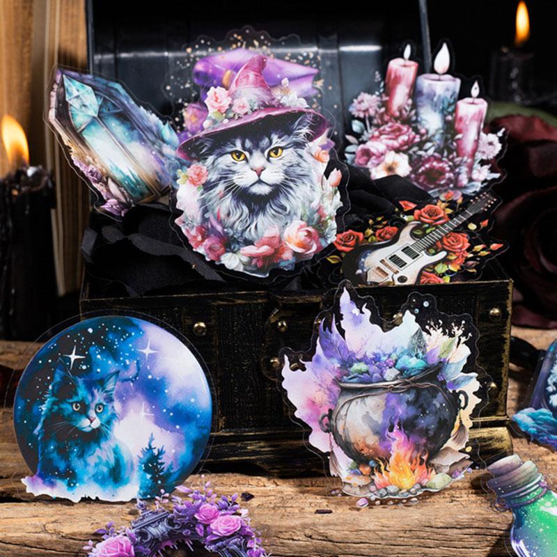 コラージュ 素材 シール 魔法 薔薇 猫 宇宙 蝋燭 瓶 ジャンク