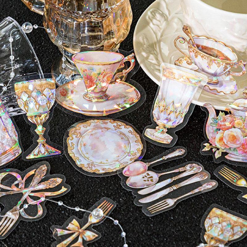 コラージュ 素材 シール 小物 シャンデリア きのこ 食器 ジャンク