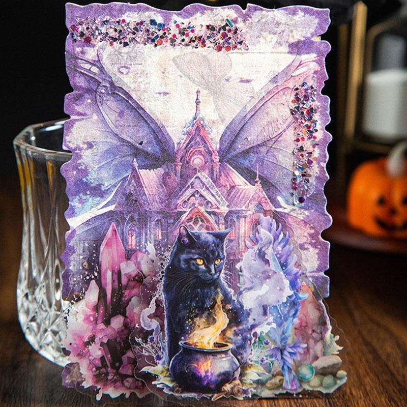 051タグ　猫ねこ　くすみカラー　黒レース　コラージュ　ジャンクジャーナル素材 コラージュ 素材 シール 猫 ネコ ねこ 黒猫 ジャンクジャーナル