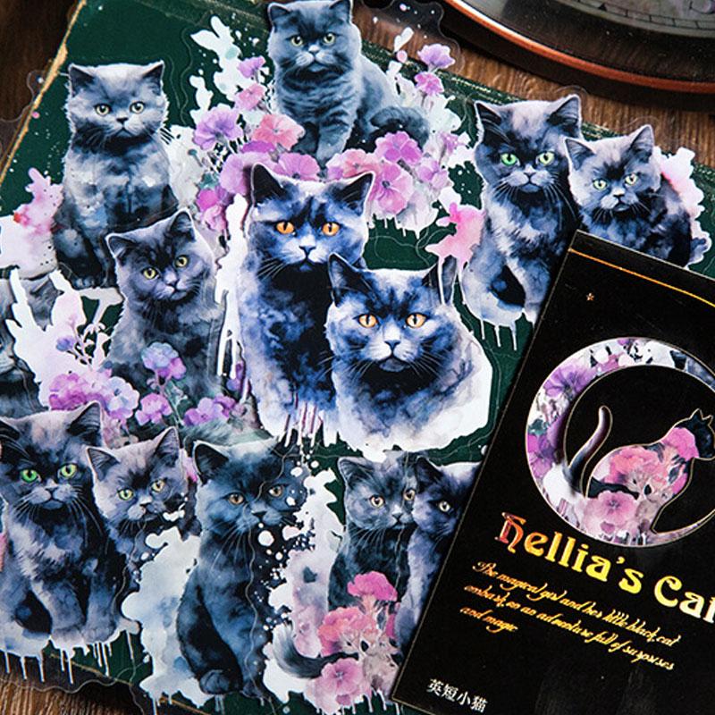 コラージュ 素材 シール 猫 ネコ ねこ 黒猫 ジャンクジャーナル