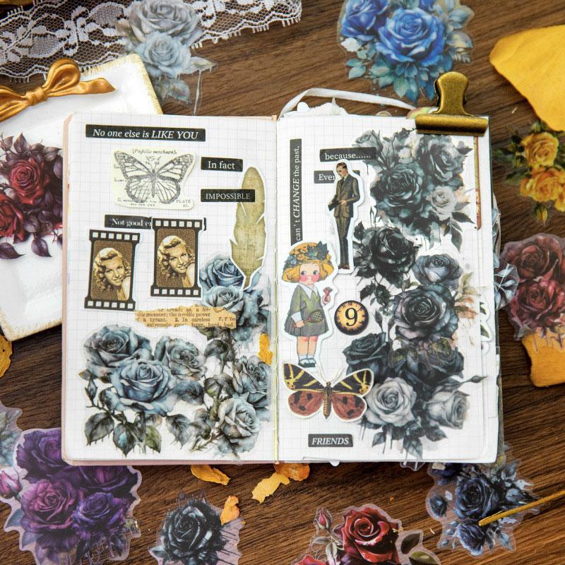 コラージュ 素材 シール 薔薇 バラ ローズ 花 フラワー ジャンク