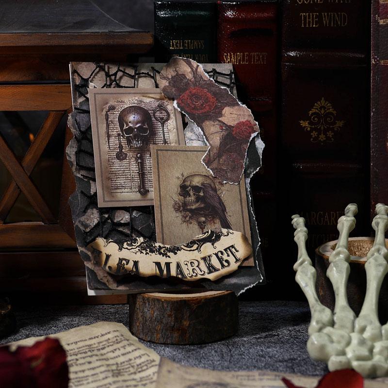 コラージュ 素材 シール 骸骨 髑髏 骨 ドクロ ガイコツ ジャンク