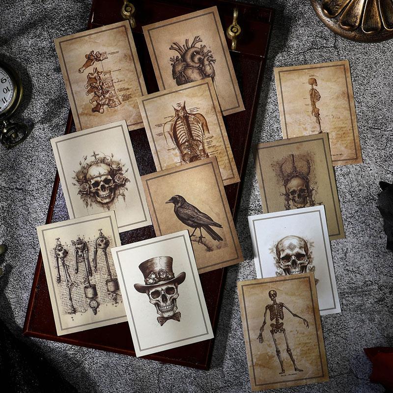 0425j アンティークフォト カルト・ド・ヴィジット ジャンクジャーナル素材に コラージュ 素材 シール 骸骨 髑髏 骨 ドクロ ガイコツ ジャンク